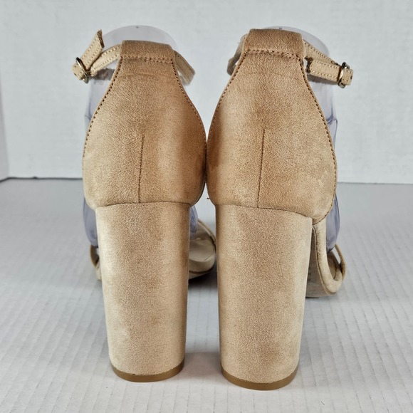 Wild Diva Lounge Nude Sandal With Wrapped Block Heel & Ankle Strap Size 8.5 - Picture 3 of 10